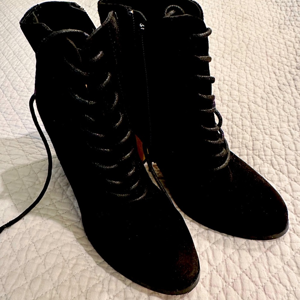 Kenzie suede lace-up booties.  Worn once